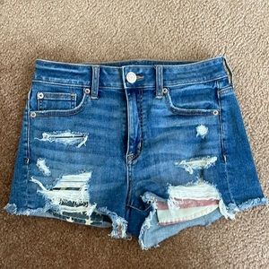 American Eagle Hi-Rise Shortie Next Level Stretch Jean Shorts (U.S.A theme)